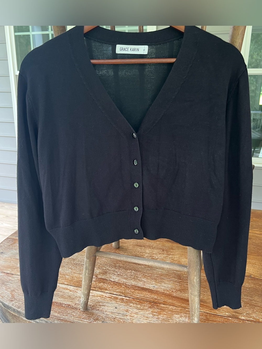 GRACE KARIN Cropped V-Neck Cardigan Sweater Set Navy Black Size XL - Picture 9 of 16